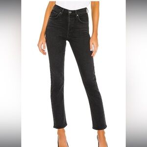 Agolde Riley High Rise Straight Crop in Faded Black Size 26